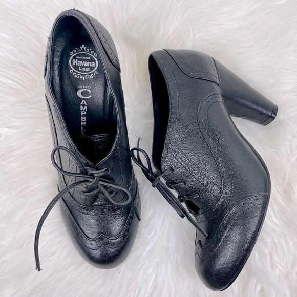 Jeffrey Campbell | Oxford heel bootie 7 US (37)front lace up,black 3 1/2” heel - Picture 1 of 8